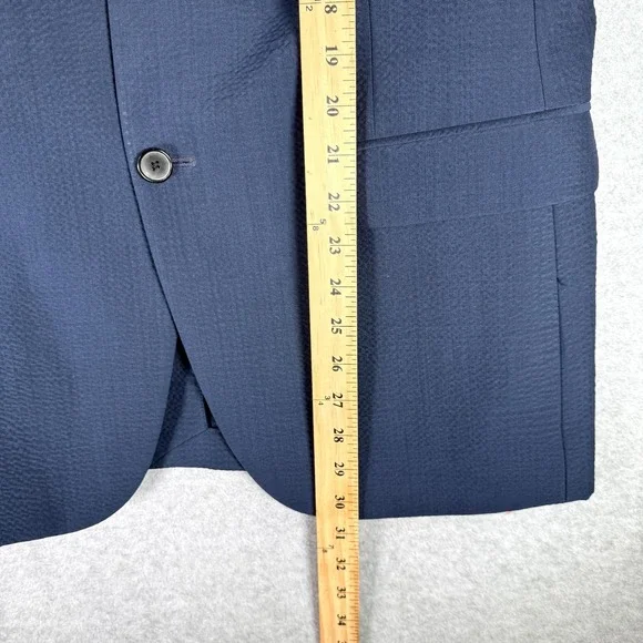 Theory Blazer‎ Men's Rodolf N HI Size 44 Navy Blue Solid Seer Single Breasted